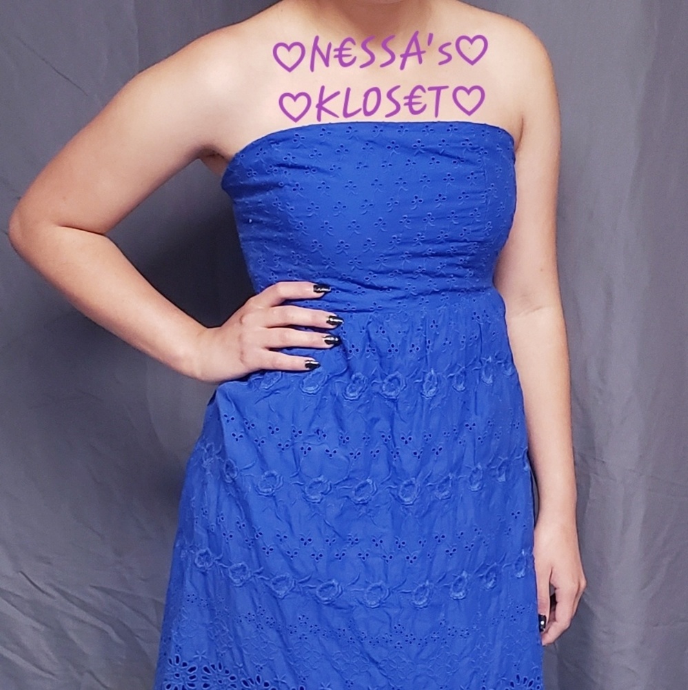 Blue Strapless Cute Dress w/Side Zipper